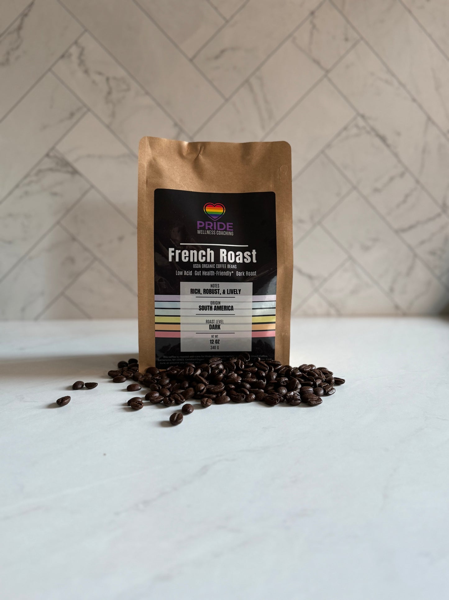 French Roast - PRIDE WELLNESS - Low Acid, usda organic coffee beans